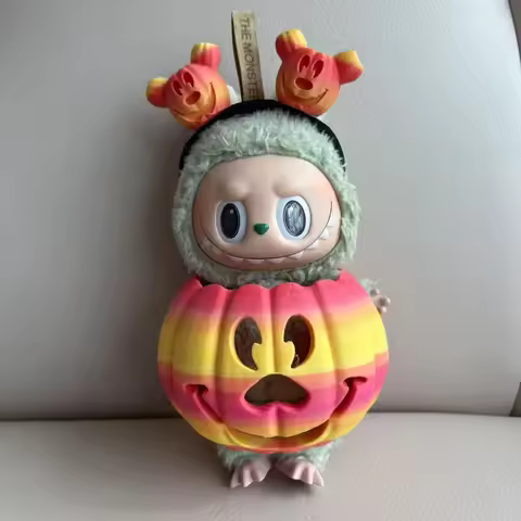 1-Piece Labubu Halloween Pumpkin Costume, Washable, Holiday Party Dress-Up