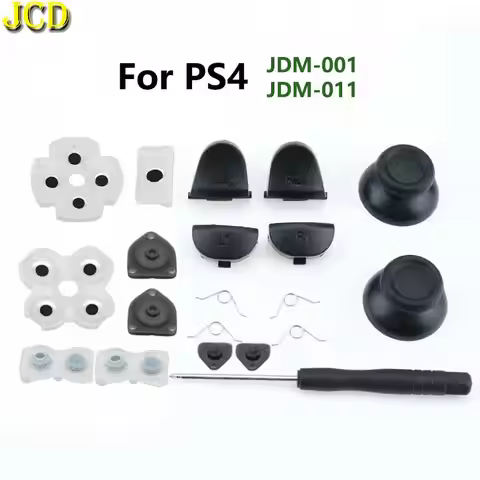 JCD For PS4 JDM-001 / 011 Controller L1 R1 L2 R2 Trigger Buttons 3D Analog Stick + Conductive Rubber