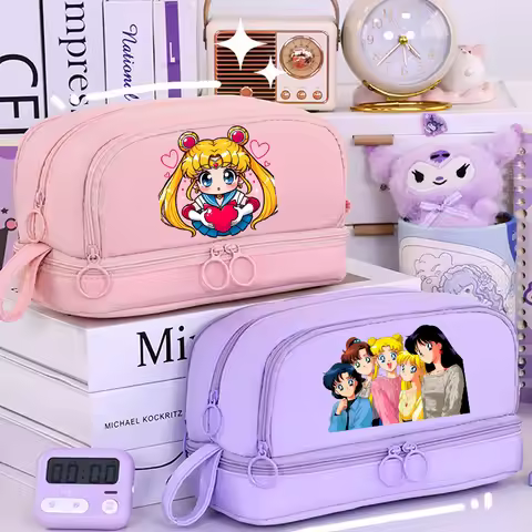 Sailor Mooned Large Capacity Stationery Case Oxford Cloth Pencil Case Portable Organizer for School 