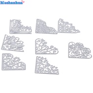 MOSHANHUA 8Pcs Flowers Die Cuts, Metal Lace Corner Die Cuts, Embossing Template Silver 2 Inches Corn