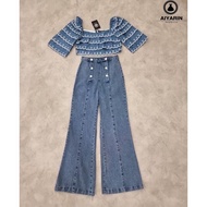 AIYARIN BRAND ชุดเซตยีนส์ มือ 1 งานป้าย ชุด set ยีนส์เสื้อ+กางเกง