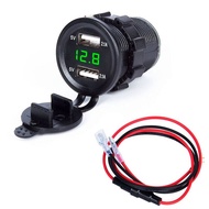 12V/24V Dual Usb Car Motorcycle Charger Socket Adapter Outlet Led Voltmeter Car Motor Usb
