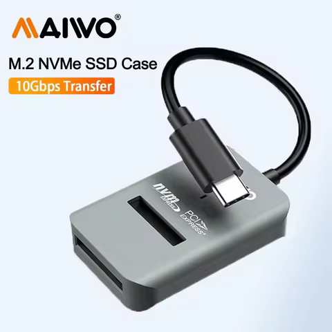 MAIWO 10Gbps M.2 NVME SSD Enclosure Case Type-C M2 PCIE NVME SSD Adapter Tool-Free Supports2230/42/6