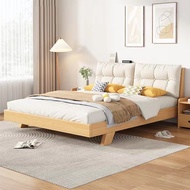 【Free Shipping】Fabric And Wooden Bed Frame Single/Super Single/Queen/King Size Bed frame With Mattress And Soft Support Headboard Wooden Bed frame