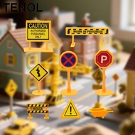 [TENOL] Miniature Traffic Road Signs Toy ABS Material Street Simulation Playset for Kindergarten Cra