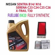 NISSAN SENTRA B14/ N16 , SERENA , XTRAIL T30 OIL FILTER +AIR FILTER +  FUELUBE 0W20 FULLY SYNTHETIC 