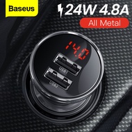 Baseus All Metal 24W Bộ sạc ô tô kép USB 4.8A Sạc nhanh LED Bộ sạc ô tô tự động cho iPhone Xiaomi Hu