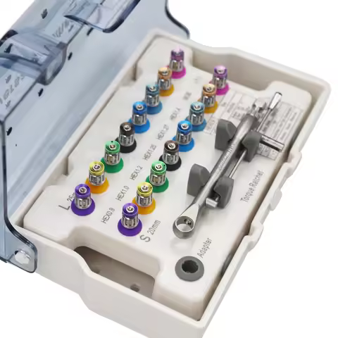 Dental Torque Wrench Ratchet 10-70Ncm, Color-Coded with 16Pcs Screwdriver Kit for Implant Restoratio