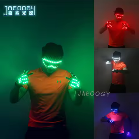 LED Light Glasses for Street Dance, Bar Stage Gloves, Luminous Clothing Props, Halloween and Christm