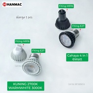 CAHAYA H6Q 6w cree led halogen lamp spotlight 24 degrees warm white light 4in1 fitting e27 mr16 G4 s