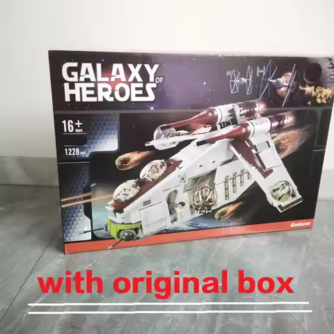 With Original Box Star Plan Republic Dropship Gunship Building Blocks Bricks 75021 05041 81043 Toys 