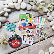 cake topper tema selamat hari guru Happy teacher day guru perempuan 