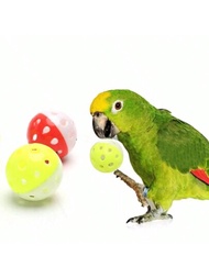 5入組空心鈴鐺球寵物鳥玩具，帶聲塑料圓球，貓和鸚鵡的啃咬玩具