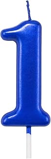 NEWCANDLE Blue Birthday Candles 1 Candle 1st One Year Cake Bady Roman Numberal Cool Number Candle No