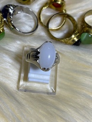 CINCIN BATU MANI GAJAH ASLI  BEAUTIFUL WHITE STONE