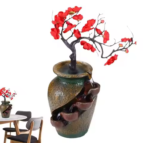 Fengshui Flower Vase Waterfall Decorative Flower Vase Style Bonsai Waterfall Fountain With Water Flo
