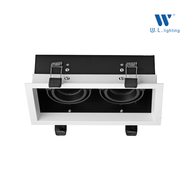 W.L. Downlight โคมไฟฝังฝ้า โคมไฟดาวน์ไลท์คู่ หน้าสี่เหลี่ยม สามารถปรับหน้าได้ ขั้ว MR16 = 2 สีขาว-ดำ