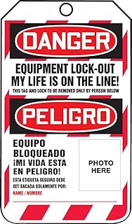 Accuform, Danger Equipment Lock-Out My Life is on The Line! Bilingual Message, Lockout Tags, US Made