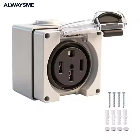 ALWAYSME 50 AMP NEMA 14-50R Power Outlet Box For RV, EV, Generators
