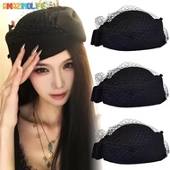 Fashion Elegant Woolen Top Hat - Hepburn Style Elegant Flat Tops Mesh Bow Fedora - Retro Wedding Gar