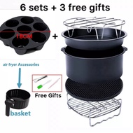 🚚Ship Today 【9 PCS】Non-Stick 6" 7" Air Fryer Accessories with Silicone Muffin Cake Cups For Baking Basket Grill and Pizza Dish for Barbecue Deep Frying Air Fryers Baking Tray Stainless Steel Food Baking Tray 空氣炸鍋配件