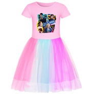 zombies4 Summer Lace Tutu Birthday Party Flower Princess Dress for Kids