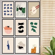 Minimalist Sleepy Kitten Canvas Painting Classic Retro Movie Poster Wall Decor Canvas Poster