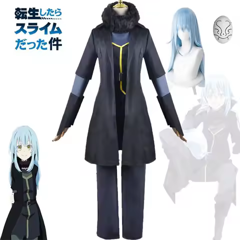 Anime That Time I Got Reincarnated as a Slime Rimuru Tempest Cosplay Costume Black Uniform Trench Wi