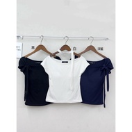 I'Aura Ready Stock+Pre-Order | Slanted Shoulder Strap Fixed Cup Slim-fit Top _ 6526