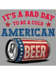 1pc/2pcs/3pcs 2D American Beer Can 4th Of July Funny Patches Pattern Iron On Transfer Stickers For T