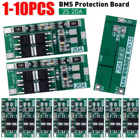 1-10pcs HW-391 2S 20A 7.4V 8.4V Li-ion Lithium Battery Charger Protection Board 18650 BMS Board Modu