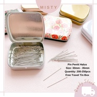 MISTY l 250pcs+- Jarum Peniti dengan Bekas Besi Pin Needle Pin 35mm with Travel Box Steel Pin Tukang
