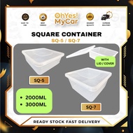 SQUARE PLASTIC CONTAINER SQ-5 SQ7 FOOD CONTAINER STORAGE 2500ML 3000ML BEKAS MAKANAN SEGI EMPAT