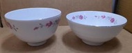 早期大同玫瑰花瓷碗 湯碗 麵碗- 直徑 14/15.5 公分 - 2碗合售