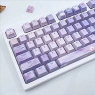 [In stock] water lily purple theme Keycaps PBT Material Cherry profile five side dye sub Suitable Fo