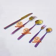 Rainbow Tablespoon & Fork Set 5pcs (Scoop/Fork/Knife/Teaspoon/Cake Fork)