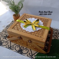 HAMPERS BOX SMOKE BASKET GOLD PAPER RIBBON 1 LAYER 20x20cm 25x25cm 30x30cm (Part 2) | Delivery BOX |