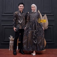 BATIK SARIMBIT COUPLE GAMIS MOTIF SAWUNG GALING - BATIK HITAM - SET GAMIS STANDART DAN JUMBO LD 120