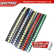 100PCS=5 colors x 20pcs 1210 1206 0805 0603 LED Diode Assortment SMD LED Diode Kit Green/ RED / Whit