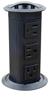 Hafele Power Pop-Up Station, Three outlets, Plastic, Black