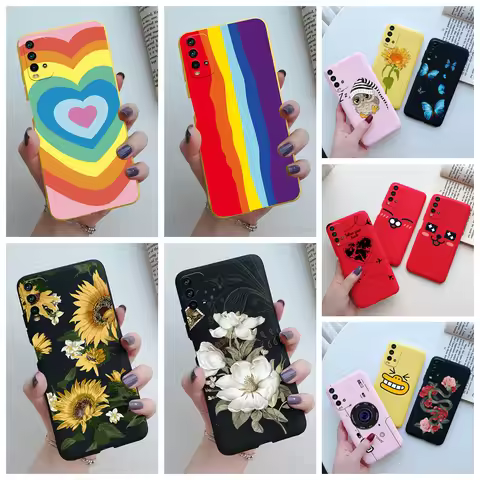 Redmi 9T Case For Xiaomi Redmi 9T Cover 2021 Love Heart Coque Soft Silicone Rainbow Funda For Xiaomi