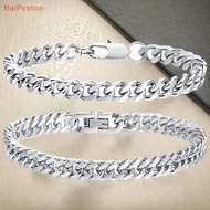 [BaiPeston] Cuban Link Chain Stainless Steel/Gold/ck Plated Bracelet For Men Women 7/8mm Width, 7.4/