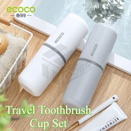 LODER ECOCO Travel Toothbrush Cup Set with Toothbrush Holder, Toothpaste Box, Portable Toothbrush Cu
