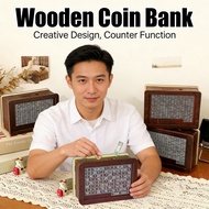 Bank Piggy Creative Kids Money Box Reusable Save Counter Wooden Money