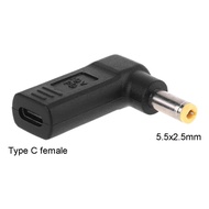 OXXGGKAO Right Angle DC Power Adapter Type-C Female to 5 5x2 5mm Male Plug Adapter