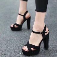 Sandal cao 12 phân đúp trước gót trụ chắc quai chéo chất da