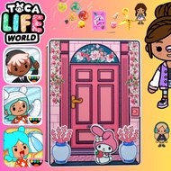 Ngôi nhà búp bê bằng giấy Toca Boca melody học liệu bóc dán cho bé gái h31