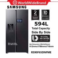 Samsung RS90F65DNFME Bespoke AI SBS Refrigerator 9"LCD AI Home 594L (Fridge Peti Ais Peti Sejuk 电冰箱)