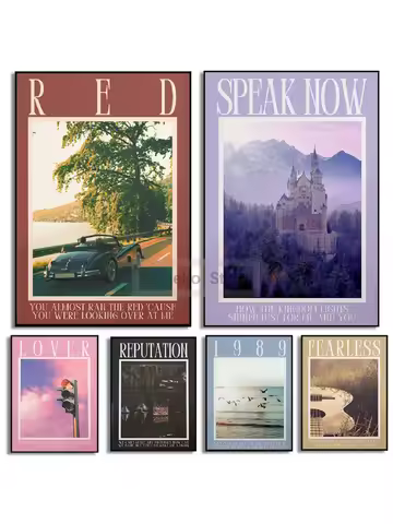 Pop Singer T-Taylor Swift Album Lyrics Posters Midnights Lover Reputation Red Prints Canvas Wall Art