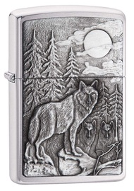 Zippo Feuerzeug Timberwolves Emblem, Chrom gebürstet